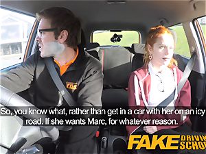 fake Driving college ultra-cute red-haired Ella Hughes pummels