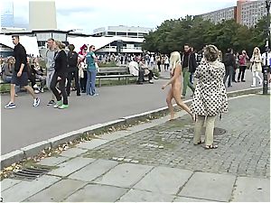 blond Czech teenage flashing her super-fucking-hot assets bare in public